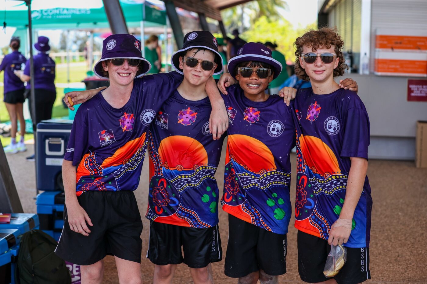 A group of children smiling