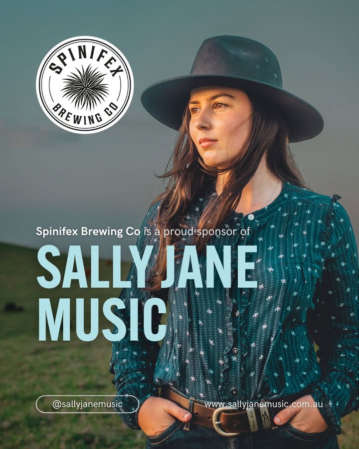 Featured image for “We’re proud to be a sponsor of Sally Jane Music — a true country talent making waves across WA. From topping the AMRAP charts to sharing stages with Aussie legends, she’s well on her way.”