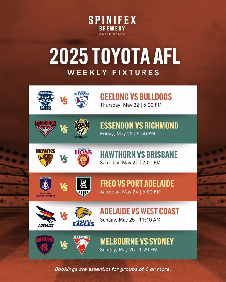 Featured image for “Live AFL Action on the Big Screen at Spinifex Cable Beach”