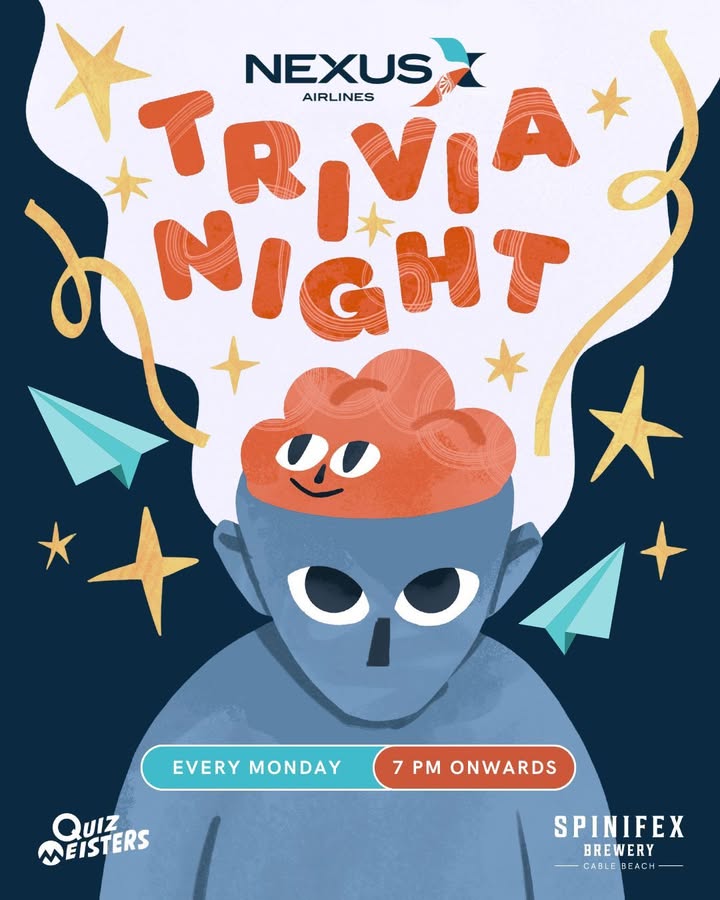 Featured image for “Flight Vouchers Galore: Nexus Airlines Trivia Night at Spinifex Cable Beach”