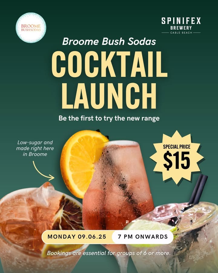 Featured image for “Broome Bush Sodas Cocktail Launch: Trivia Night Special at Spinifex Cable Beach”