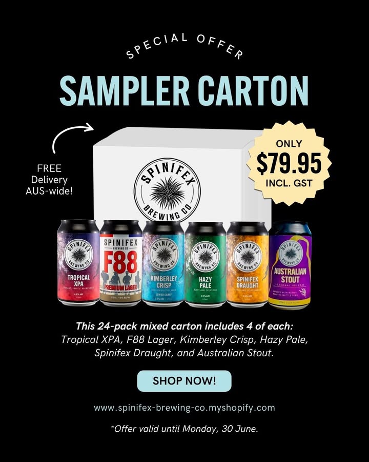 Featured image for “Exclusive Offer: Experience Spinifex Brewery’s Core Range 24-Pack for $79.95”