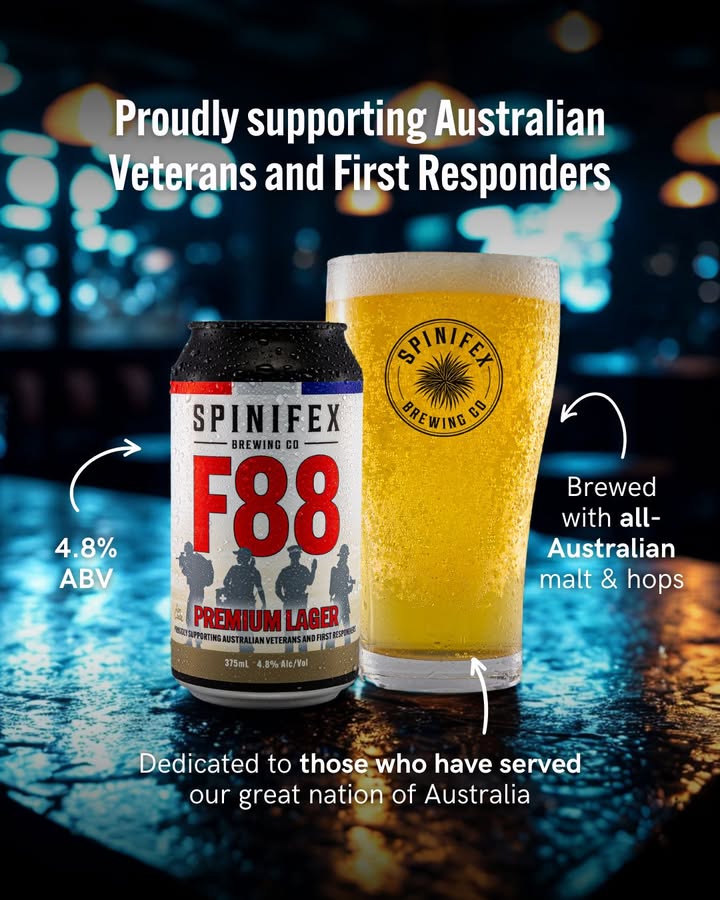 Featured image for “New F88 Lager: Boosted ABV & Support for Veterans at Spinifex Brewery”