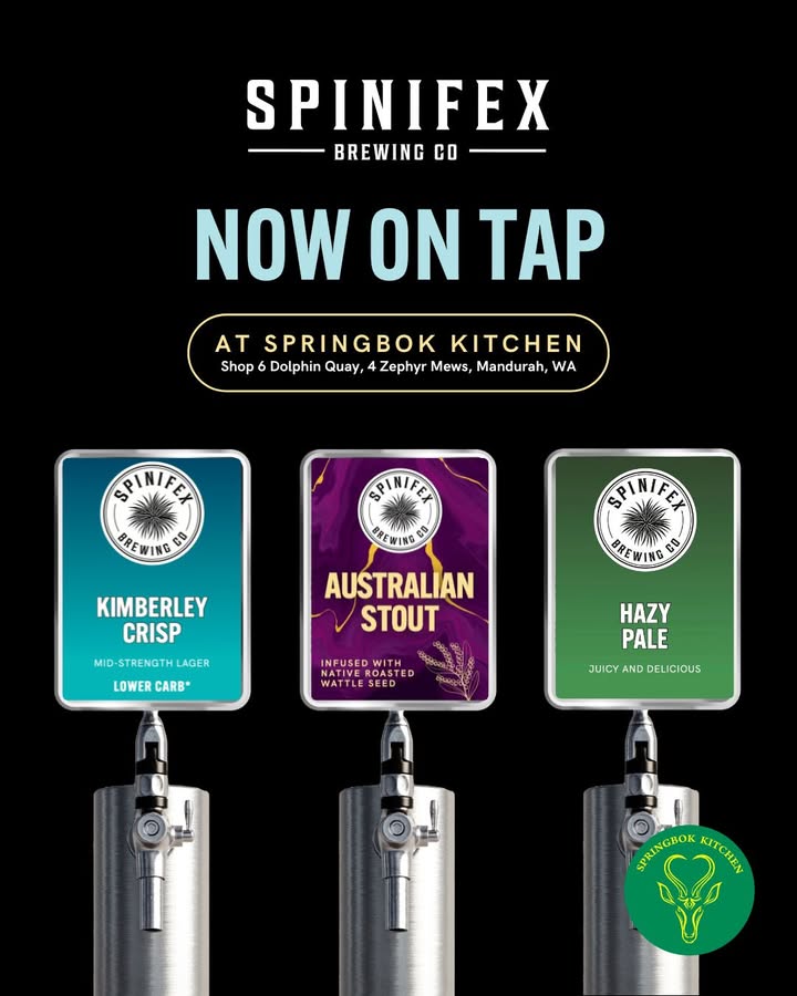 Featured image for “Craft Beer Delights: Kimberley Crisp, Hazy Pale & Stout on Tap at Springbok Kitchen, Mandurah”