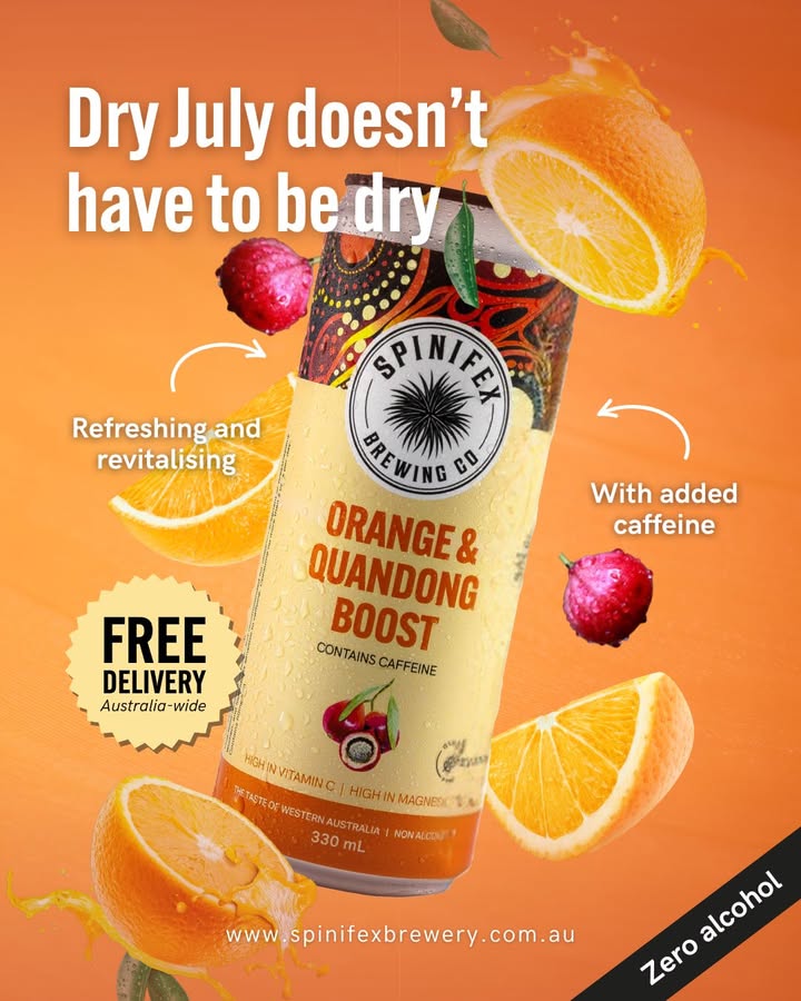 Featured image for “Orange & Quandong Boost: Refreshing Non-Alcoholic Drink by Spinifex Brewery”
