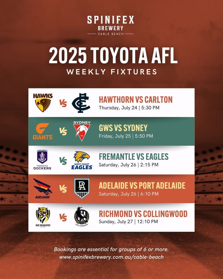 Featured image for “Best AFL Matches Live on the Big Screen at Spinifex Cable Beach”