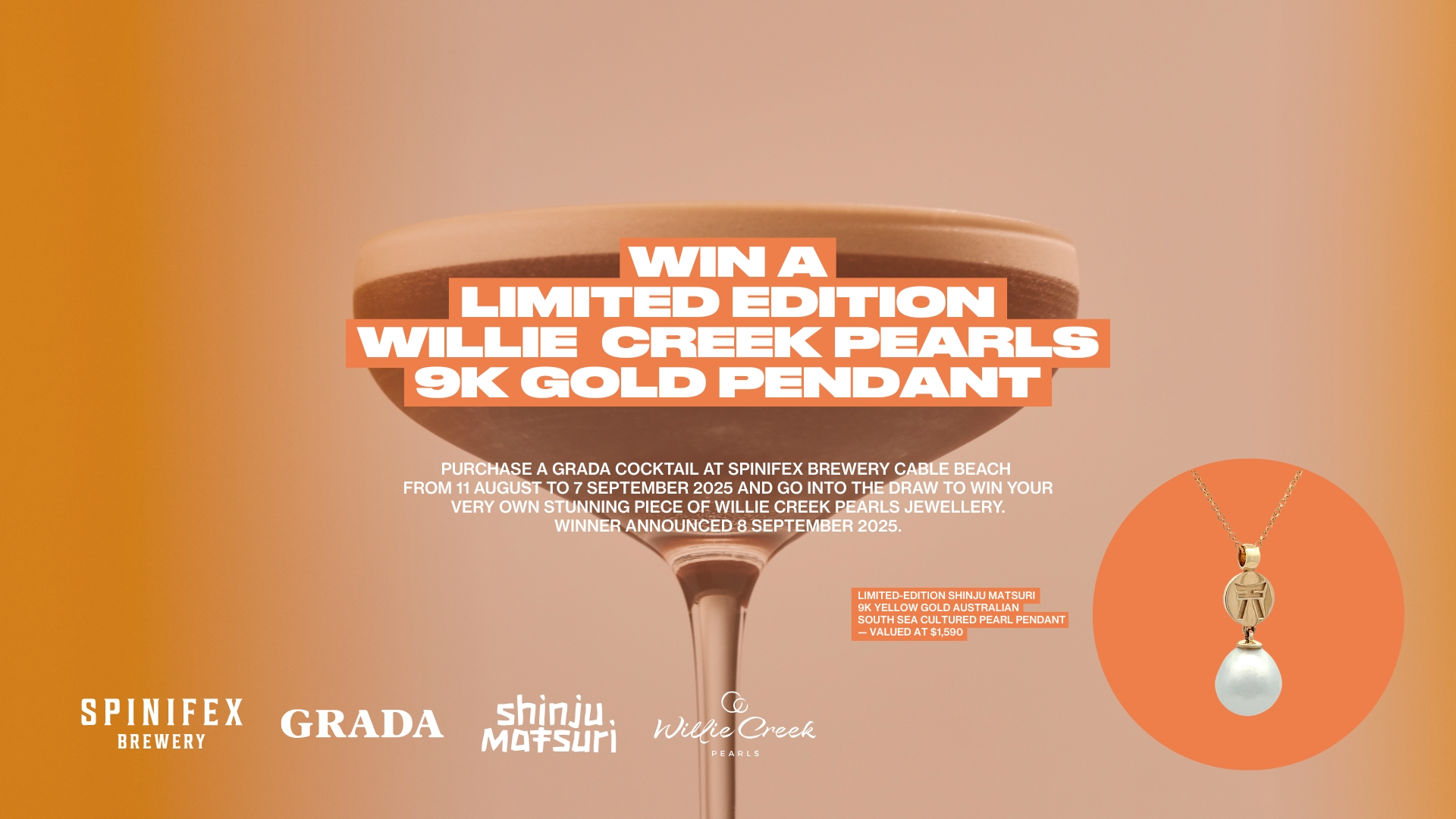 Featured image for “Win a Limited Edition Willie Creek Pearls 9K Gold Pendant at the Spini ✨”