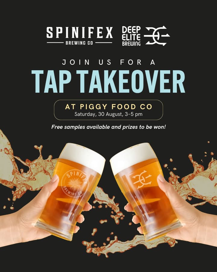 Featured image for “Two-Hour Tap Takeover: Deep Elite Brewing at Piggy Food Co with Spinifex Brewery”