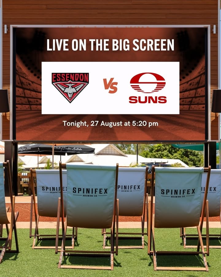 Featured image for “Essendon vs Suns Live on the Big Screen at Spinifex Cable Beach”