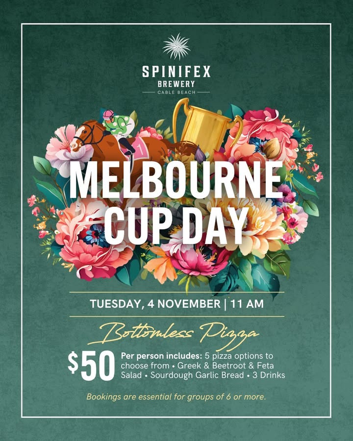 Featured image for “Melbourne Cup Day Celebration: Bottomless Pizza Package at The Spini Cable Beach”