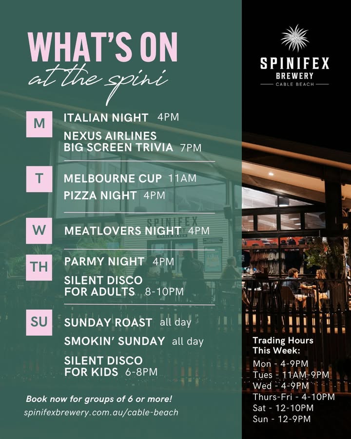 Featured image for “Exciting Week Ahead at Spinifex Cable Beach: Melbourne Cup, Silent Disco, and Family Specials”