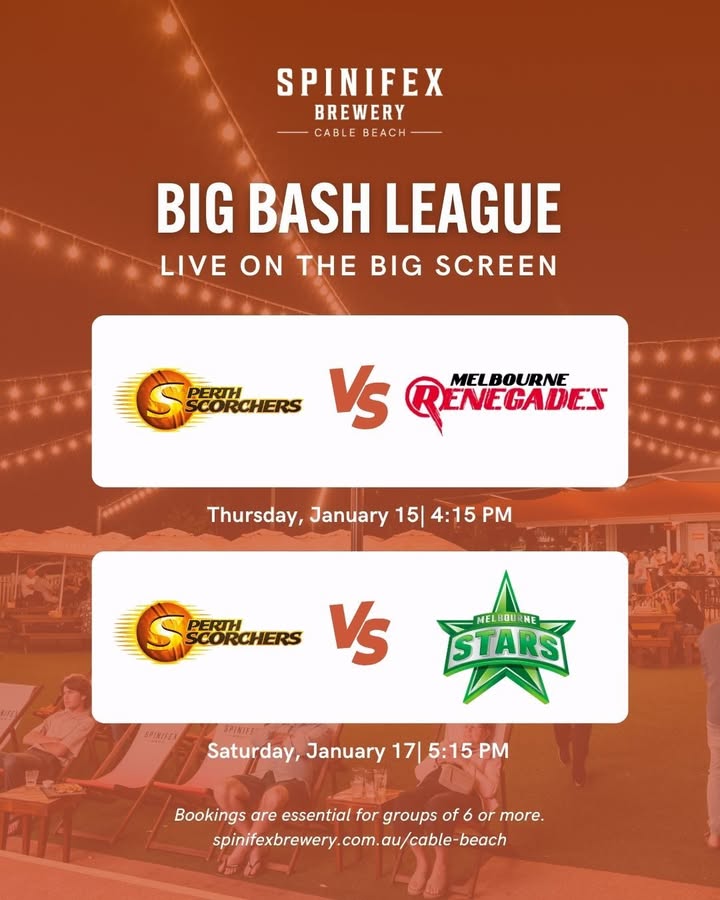 Featured image for “BBL Live: Perth Scorchers at Spinifex Cable Beach”