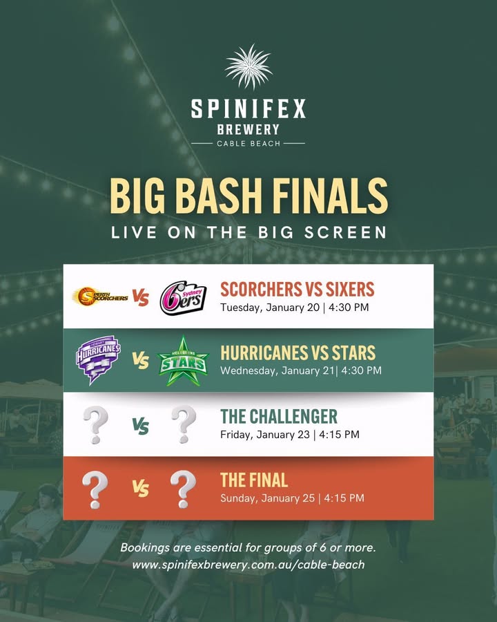 Featured image for “Big Bash Finals at Spinifex Cable Beach”