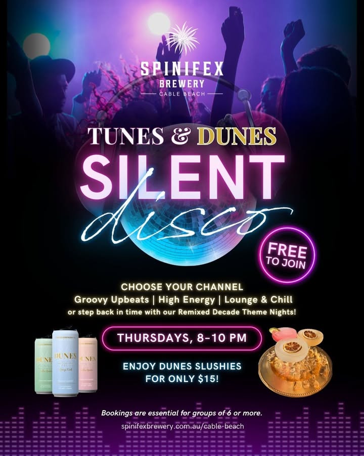 Featured image for “Tunes & Dunes Silent Disco at Spinifex Cable Beach”