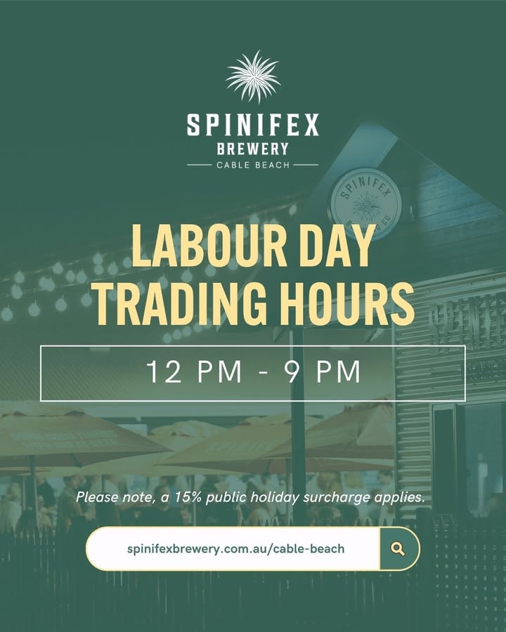 Featured image for “Labour Day Hours at Spinifex Cable Beach”