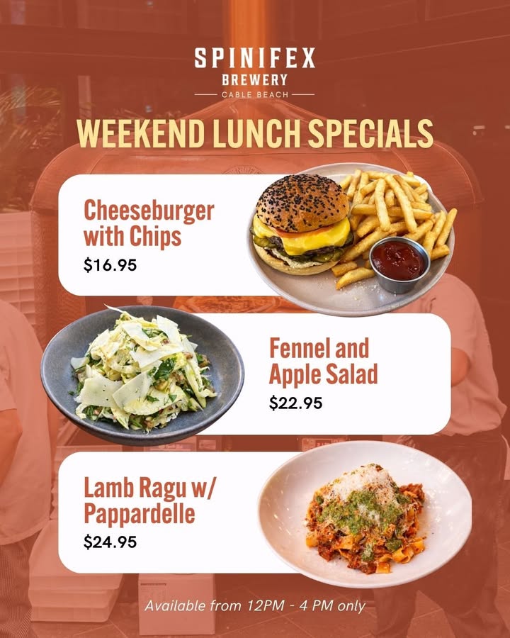 Featured image for “Weekend Lunch Specials at Spinifex Cable Beach”