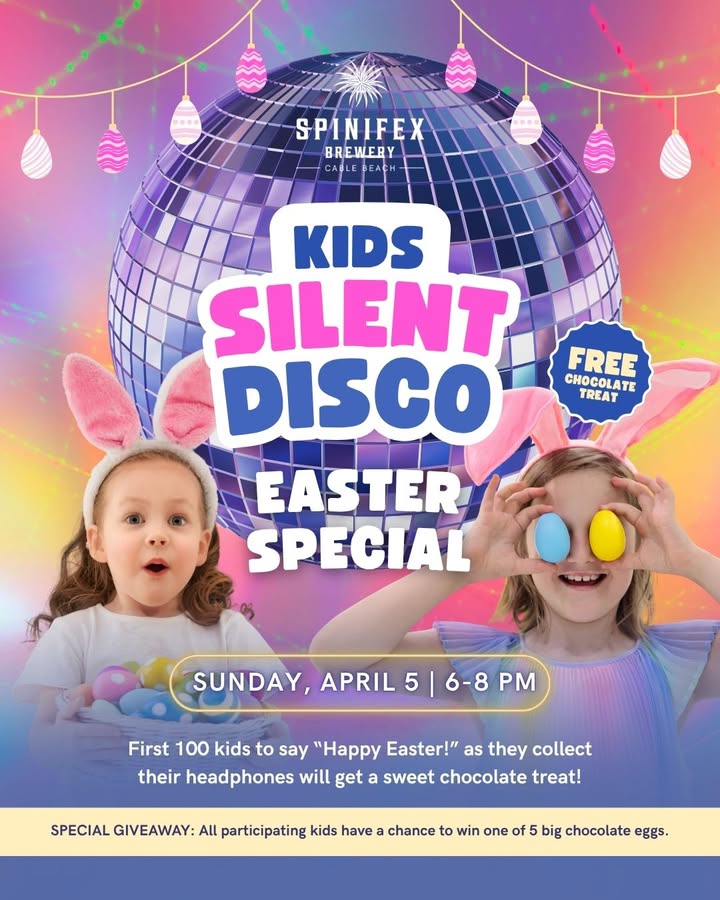 Featured image for “Kids Silent Disco Easter Special at Spinifex Cable Beach”