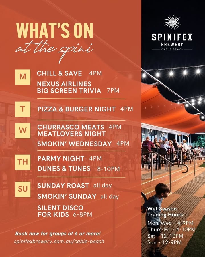 Featured image for “What’s On at Spinifex Cable Beach This Week”
