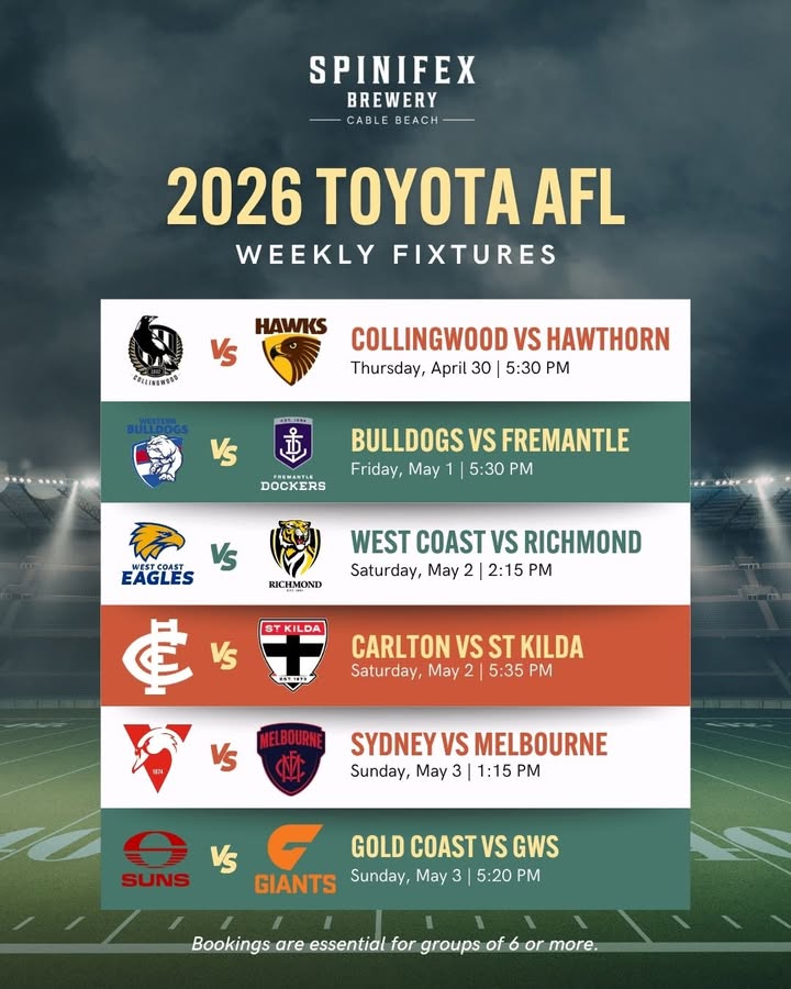 Featured image for “Watch the 2026 Toyota AFL Live at Spinifex Cable Beach”