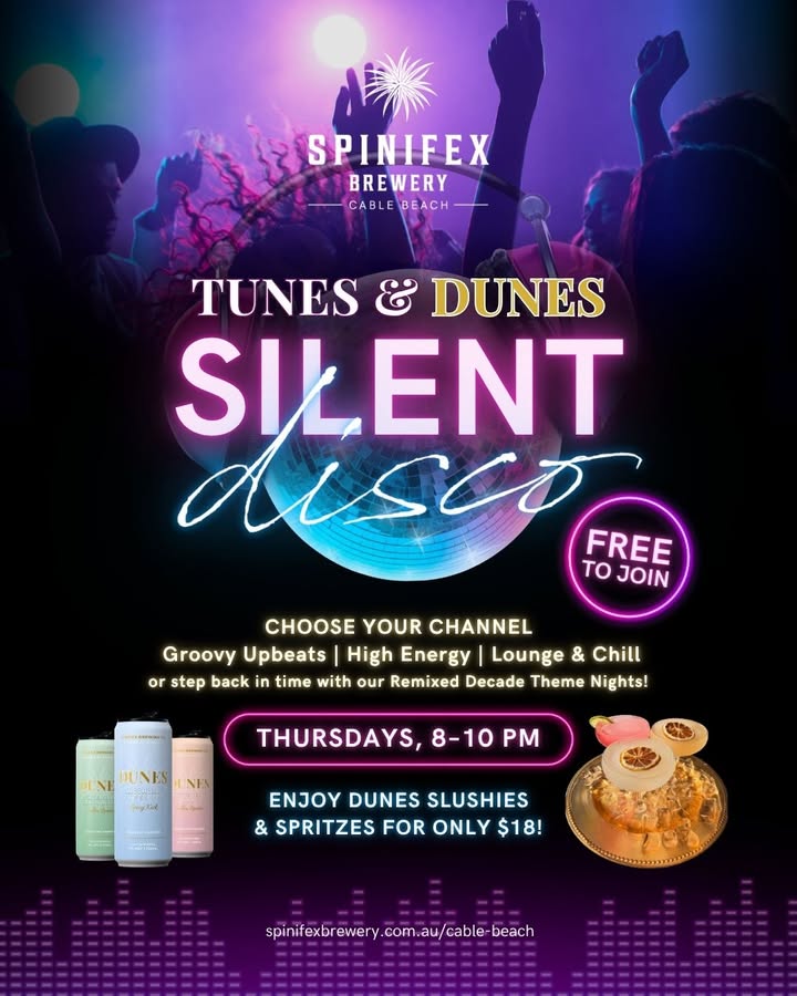 Featured image for “Tunes & Dunes Silent Disco at Spinifex Cable Beach”